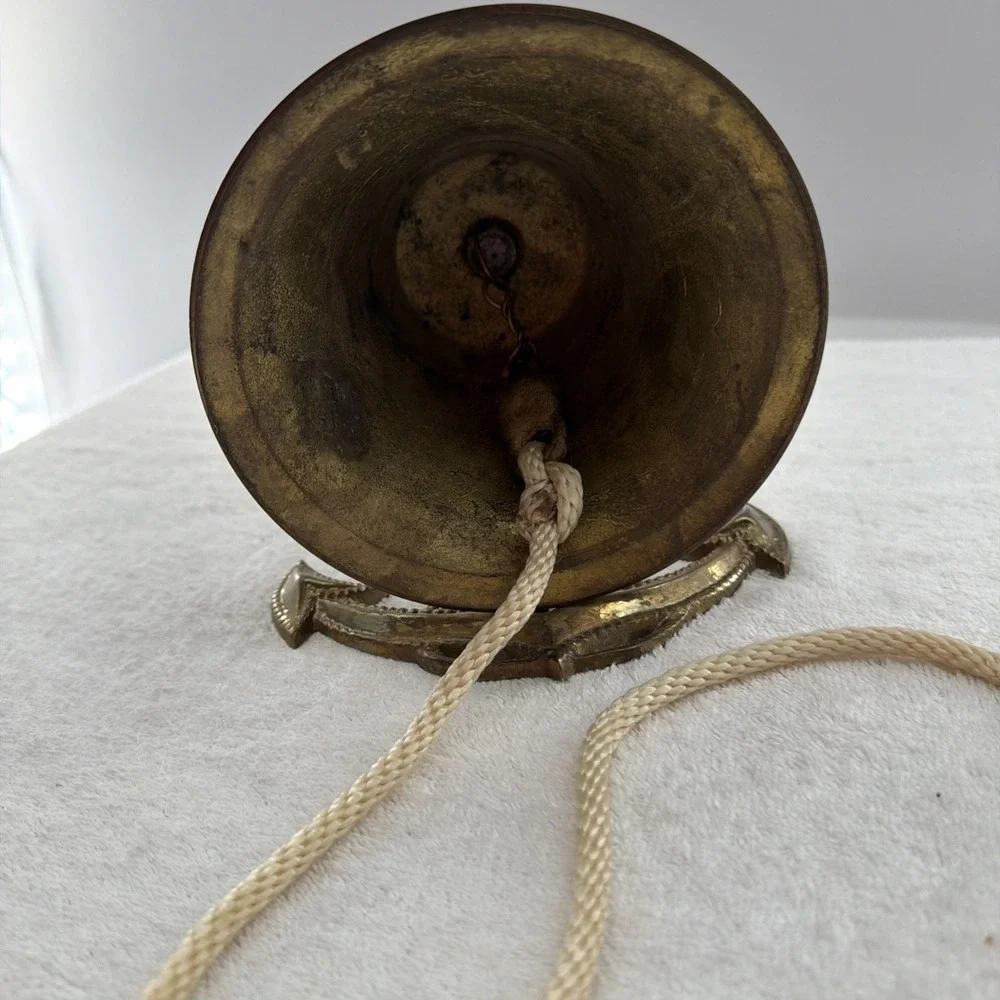 Vintage Antique Anchor Wall Mount Solid Brass Sailor Nautical Ship Bell w Rope